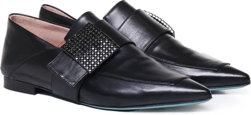 Fratelli Russo Zwarte loafers met heldere decoratie Black Dames