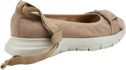 Frau Beige Platte Schoenen Elegant Comfortabel Beige Dames