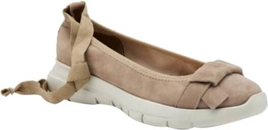 Frau Beige Platte Schoenen Elegant Comfortabel Beige Dames