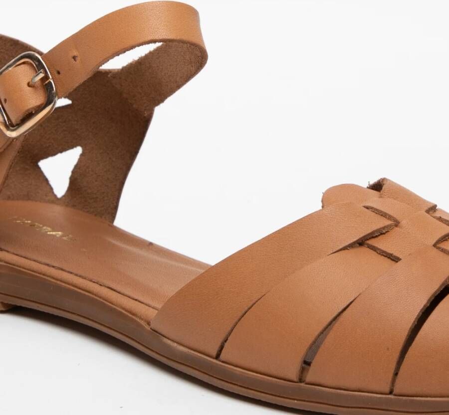 Frau Krabbengestreepte leren sandalen Brown Dames