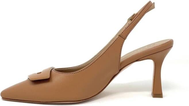 Frau Leren slingback schoenen in tan Brown Dames