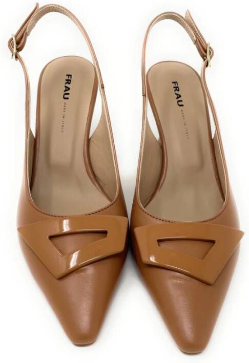 Frau Leren slingback schoenen in tan Brown Dames