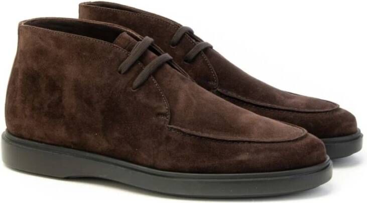 Frau Suède Veterschoenen Enkellaarsjes Unisex Brown Heren