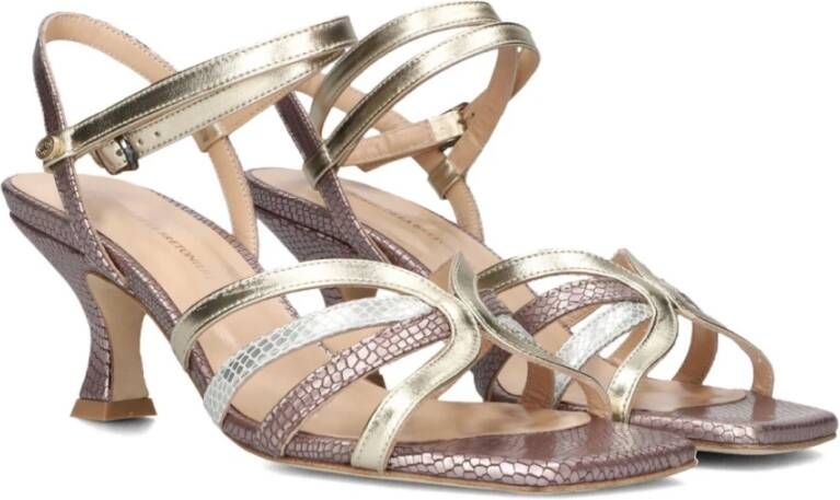 Fred de la Bretoniere Multikleur leren sandalen met kittenhak Multicolor Dames