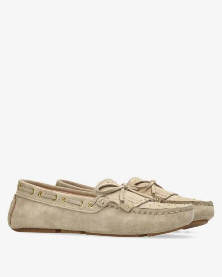 Fred de la Bretoniere Suede Moccasin Loafers Beige Dames