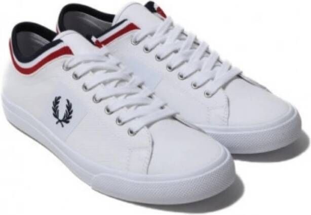 Fred Perry Gestreepte Manchet Twill Wit Marine Rood White Heren