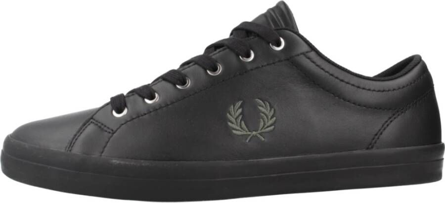 Fred Perry Leren Baseline Sneakers Black Heren