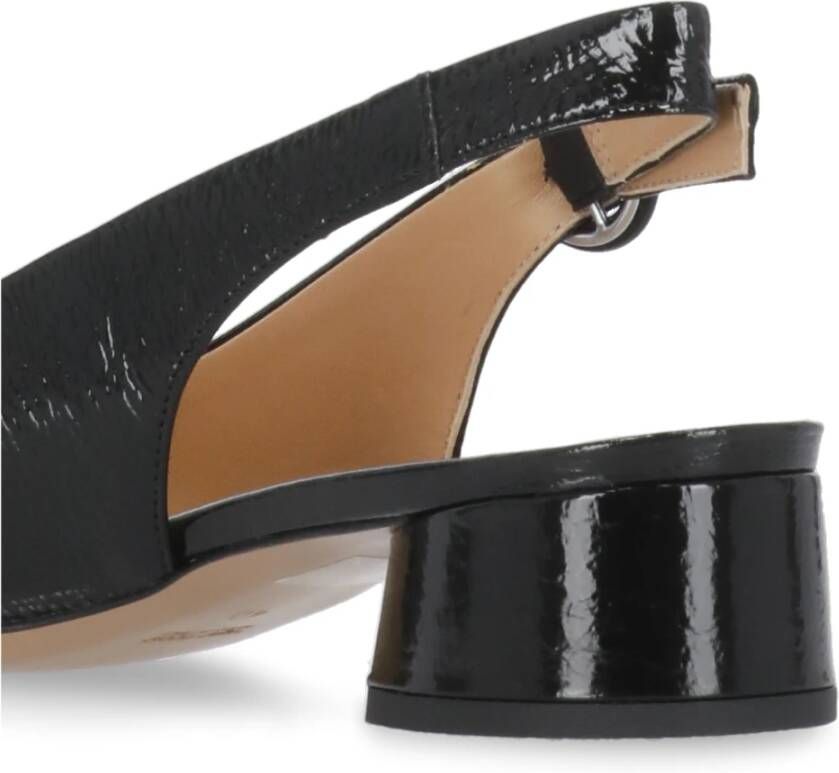 Fru.it Zwarte Leren Slingback met Pijl Teen Black Dames