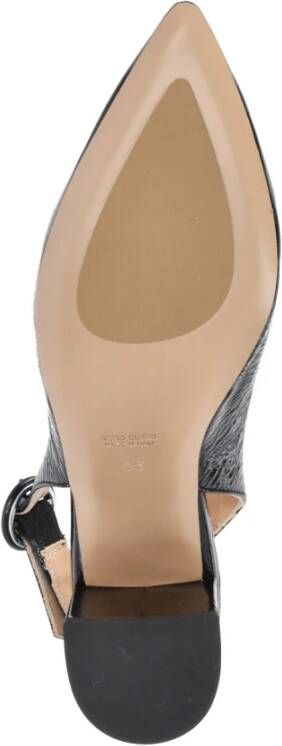 Fru.it Zwarte leren slingback met pijlneus Black Dames