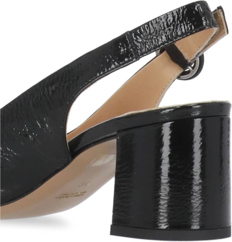 Fru.it Zwarte leren slingback met pijlneus Black Dames