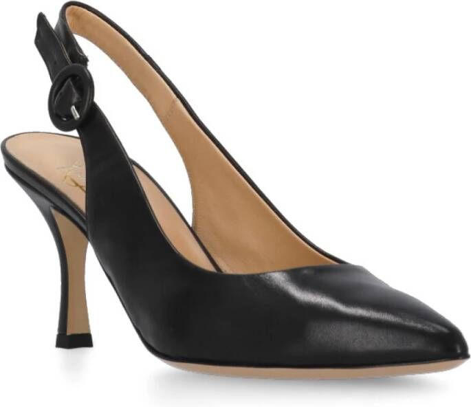 Fru.it Zwarte Leren Slingback Pijl Teen Hak Black Dames