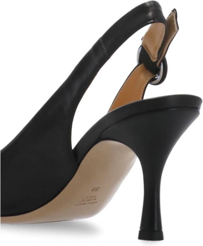 Fru.it Zwarte Leren Slingback Pijl Teen Hak Black Dames