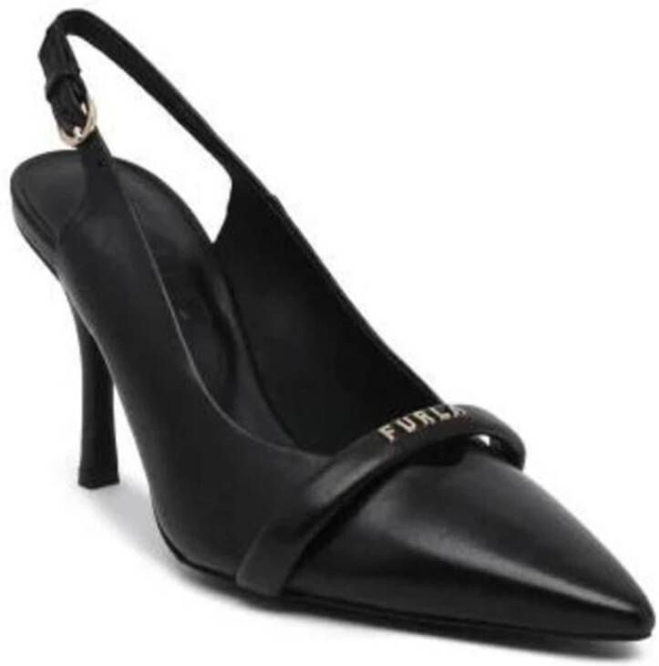 Furla Leren pump met 9 94 cm hak Black Dames