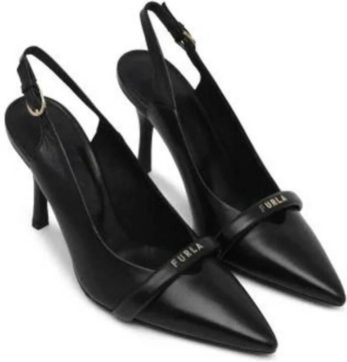 Furla Leren pump met 9 94 cm hak Black Dames