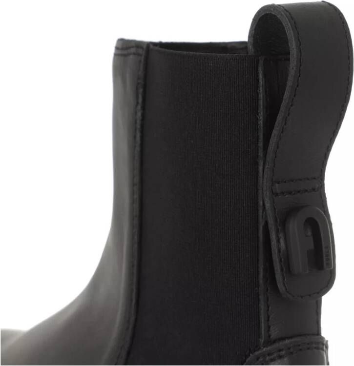 Furla Zwarte Chelsea Boot met leren afwerking Black Dames