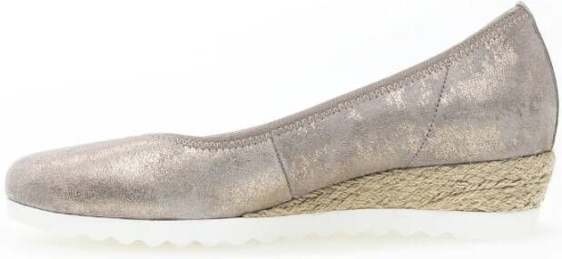 Gabor Beige-gouden metallic leren ballerina flats Yellow Dames