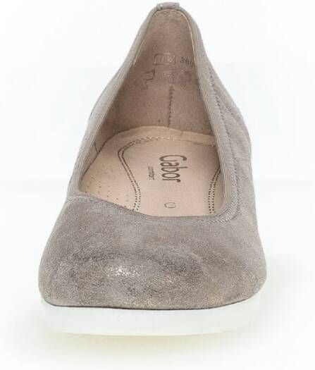 Gabor Beige-gouden metallic leren ballerina flats Yellow Dames