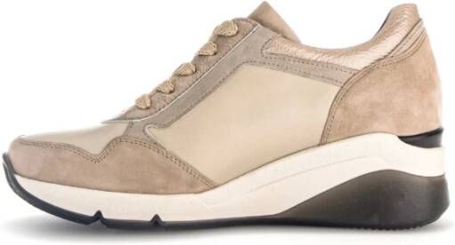 Gabor Beige Leren Basket Sneakers Beige Dames