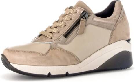 Gabor Beige Leren Basket Sneakers Beige Dames