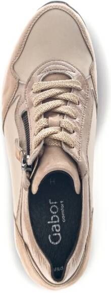 Gabor Beige Leren Basket Sneakers Beige Dames