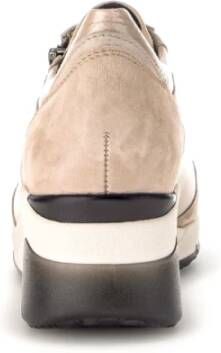 Gabor Beige Leren Basket Sneakers Beige Dames