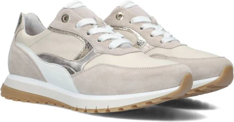 Gabor Beige Leren Sneakers met Suède Panelen Beige Dames