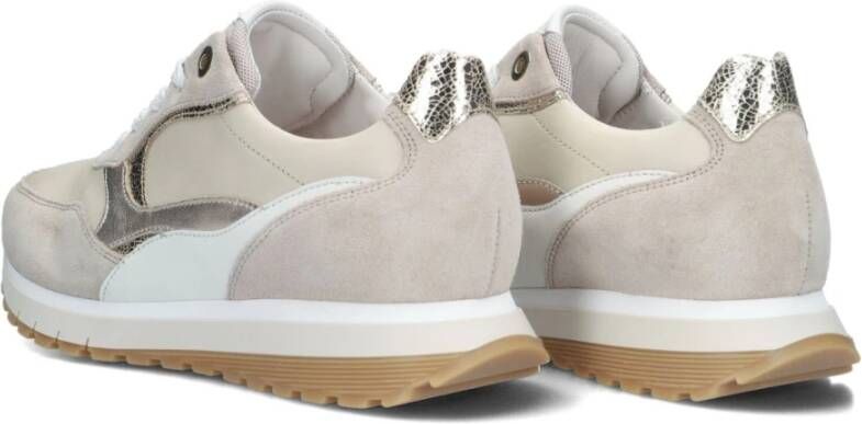 Gabor Beige Leren Sneakers met Suède Panelen Beige Dames