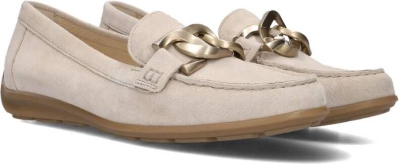 Gabor Beige Suède Loafers met Gouden Detail Beige Dames