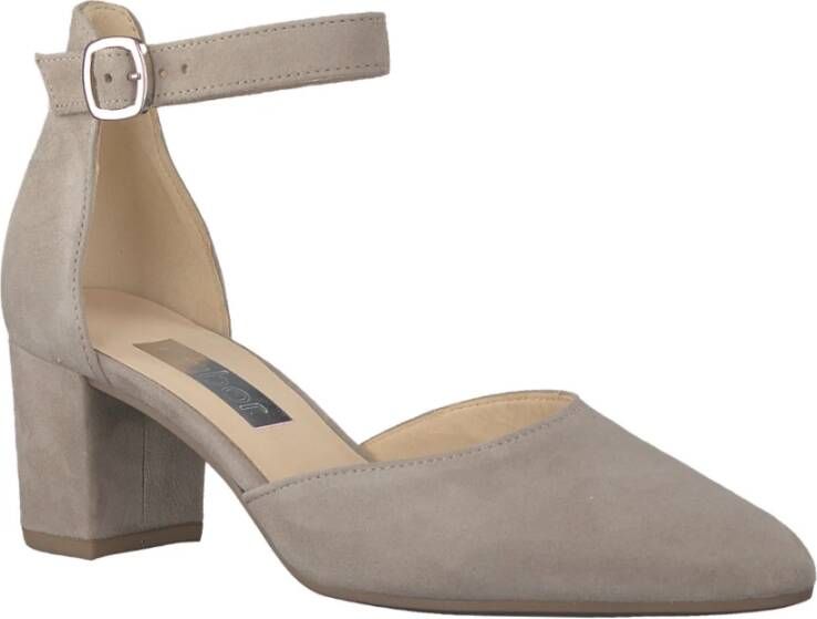 Gabor Beige Suède Pump met Enkelband Beige Dames