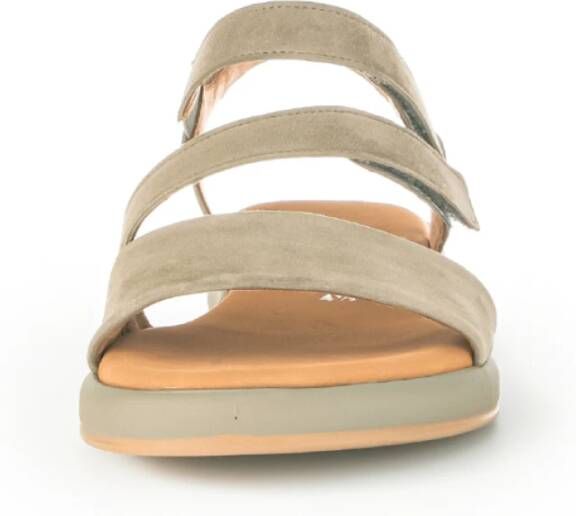 Gabor Beige Suède Sandalen met Velcro Sluiting Beige Dames