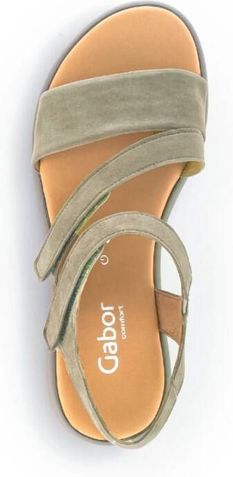 Gabor Beige Suède Sandalen met Velcro Sluiting Beige Dames