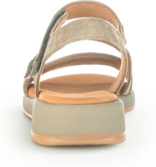 Gabor Beige Suède Sandalen met Velcro Sluiting Beige Dames