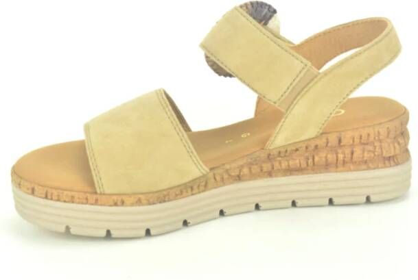 Gabor Beige Suède Sandalen met Velcro Sluiting Beige Dames