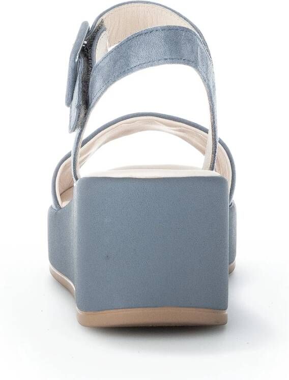 Gabor Blauwe Suède Plateau Sandalen Blue Dames