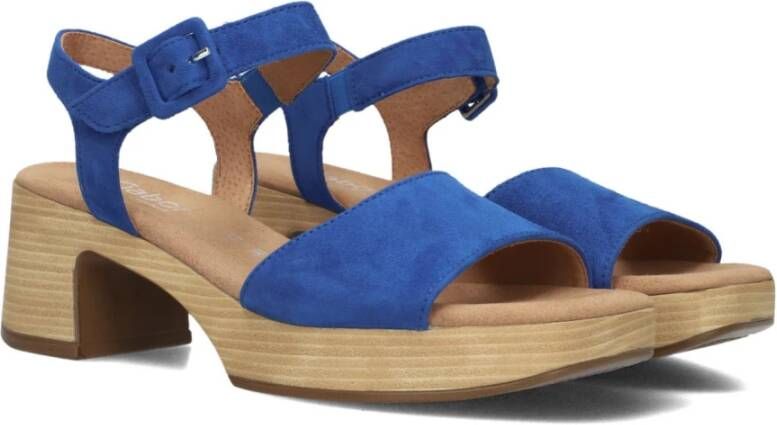 Gabor Blauwe Suède Sandalen met Blokhak Blue Dames