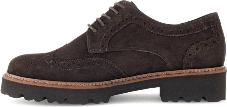 Gabor Bruin Fluweel Derby Schoenen Brown Dames