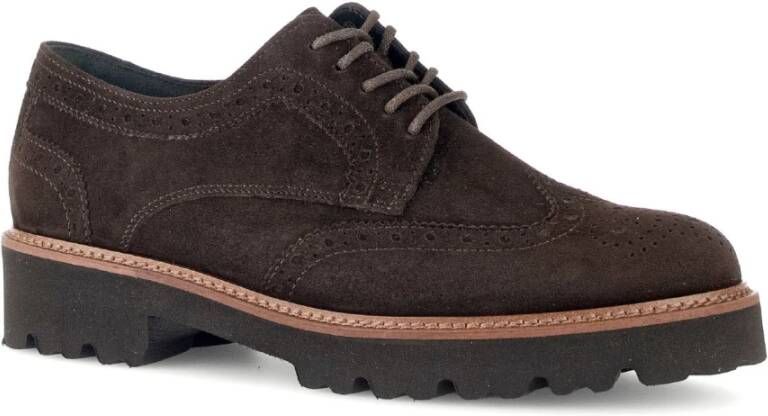 Gabor Bruin Fluweel Derby Schoenen Brown Dames