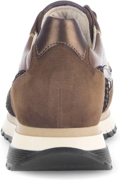 Gabor Bruin Lederen Combinatie Sportieve Casual Sneakers Brown Dames