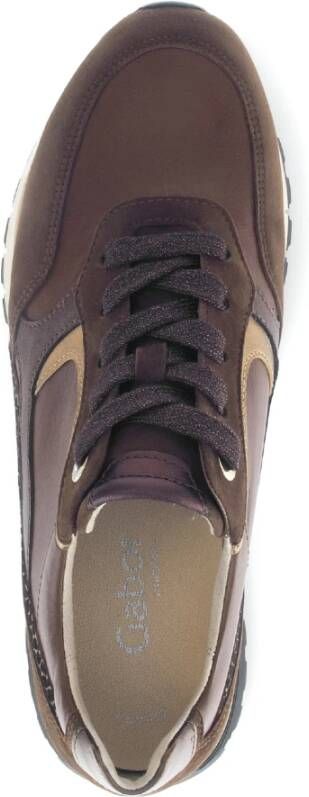 Gabor Bruin Lederen Combinatie Sportieve Casual Sneakers Brown Dames