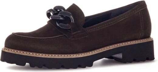 Gabor Bruine Fluwelen Loafers Brown Dames