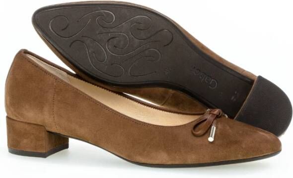 Gabor Bruine Suède Pumps met Velours Detail Brown Dames