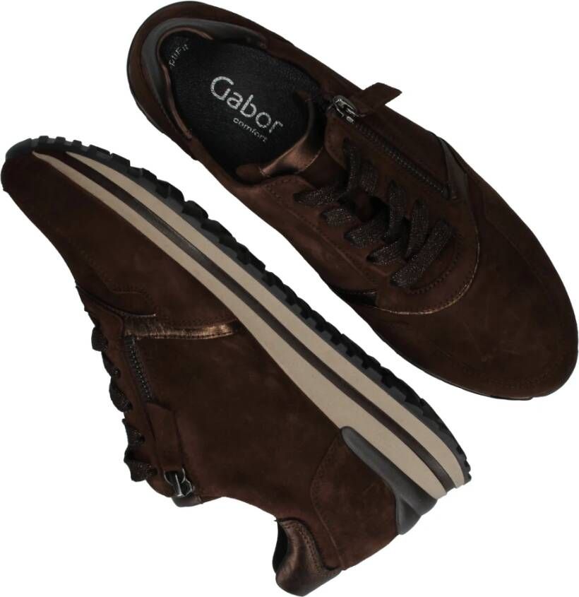 Gabor Bruine Suède Sneaker Optifit Comfort Brown Dames