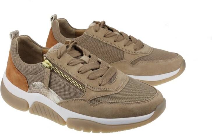 Gabor Bruine Walking Sneaker voor Vrouwen Beige Dames