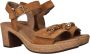 Gabor Camel Suede Sandalette met Houten Kraal Brown Dames - Thumbnail 5