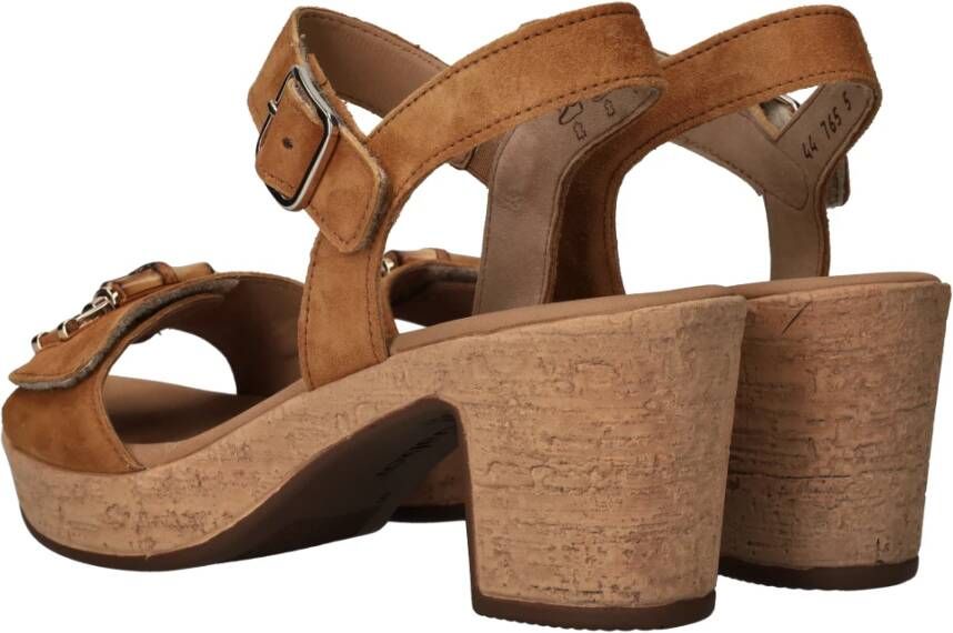 Gabor Camel Suede Sandalette met Houten Kraal Brown Dames