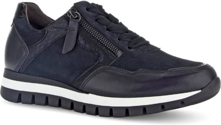 Gabor Casual Sportieve Leren Basket Schoenen Blue Dames