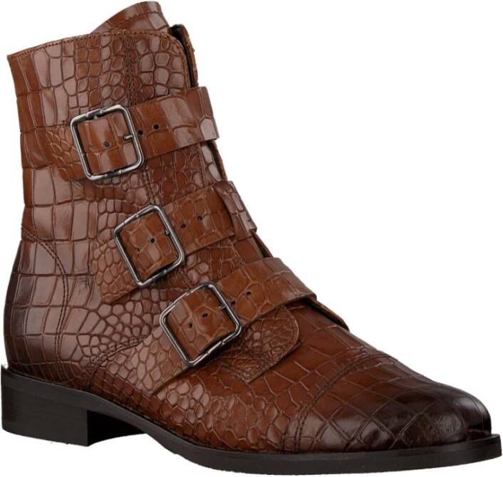 Gabor Cognac Crocprint Biker Boot 743 Brown Dames