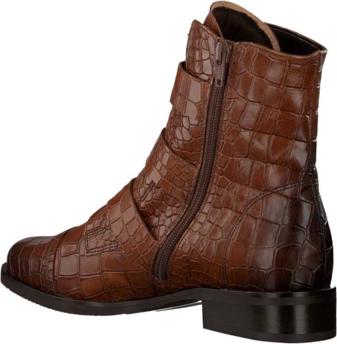 Gabor Cognac Crocprint Biker Boot 743 Brown Dames