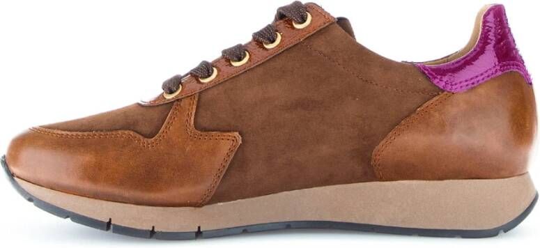 Gabor Cognac Leren Basket Sneakers Brown Dames