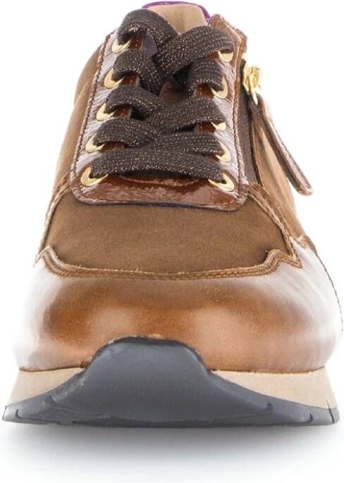 Gabor Cognac Leren Basket Sneakers Brown Dames